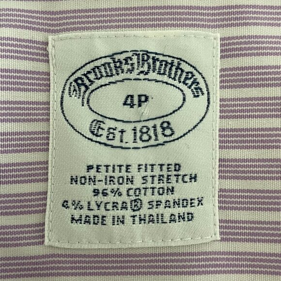 Brooks Brothers Petite Fitted LS Button Down Striped Blouse Purple Wht Sz 4P - Picture 8 of 11